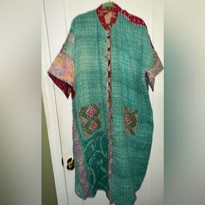 Teal Patchwork Kantha Jacket